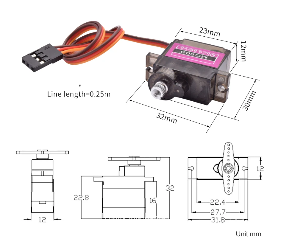 2/4/5/10/20pcs MG90S Micro Servo Motor Metal Gear Analog RC Servomotor 180 360 For Mini Car Airplane Helicopter Arduino Robot