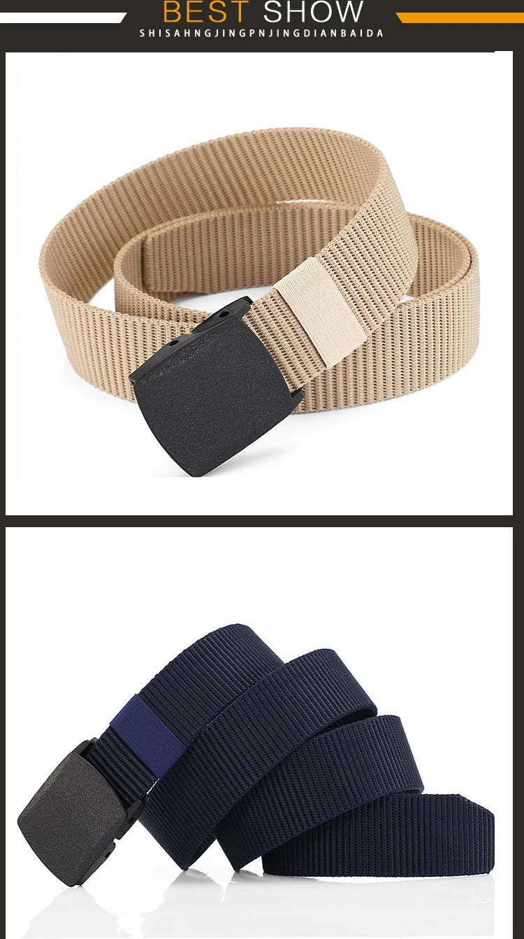 Mens Nylon Webbing Belts Canvas Casual Fabric Tactical Belt High Quality Accessories Jeans Waist Strap HB041