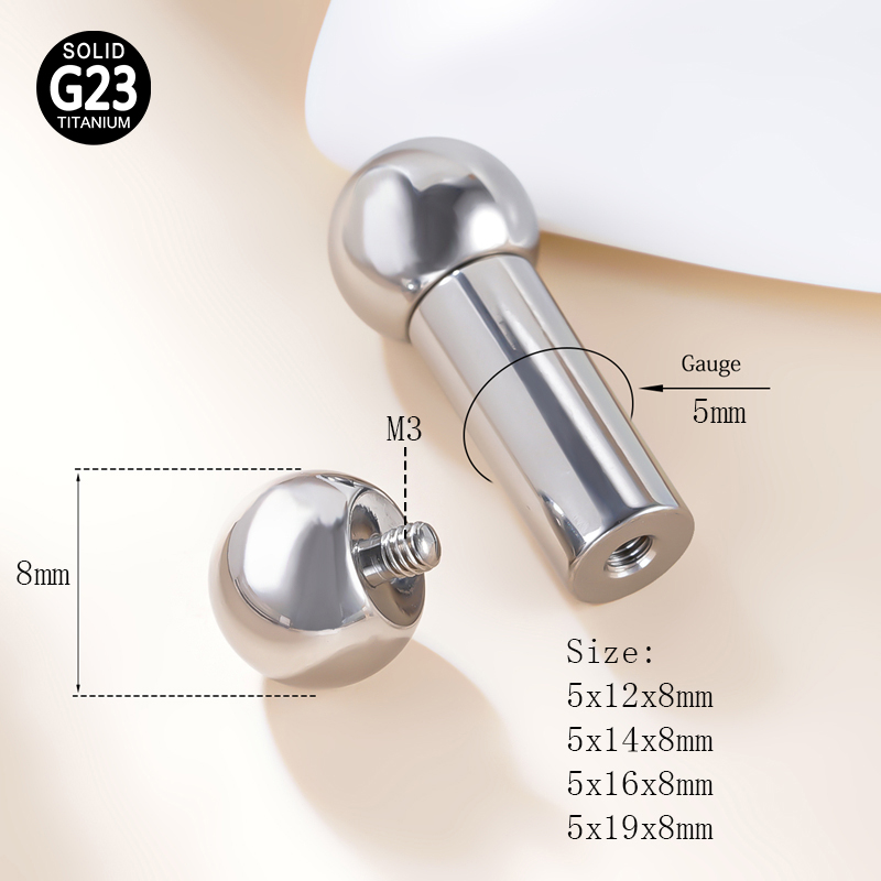 ASTM F136 Titanium PIERC Labret Ear Cartilage Tragus Helix large Earring Lip Ring Industrial Stud Piercing Body Jewelry 2mm-8mm