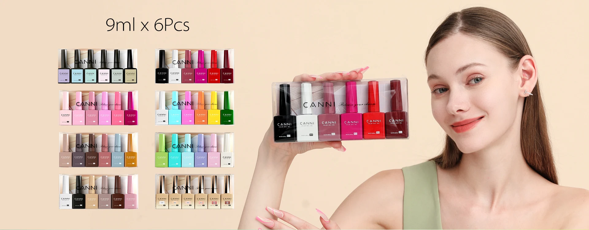 CANNI HEMA/TPO FREE 9ML Primer Base Coat Topcoat and Color Gel Polish Base Soak Off UV LED Fast Dry Nail Liquid Manicure Gel DIY