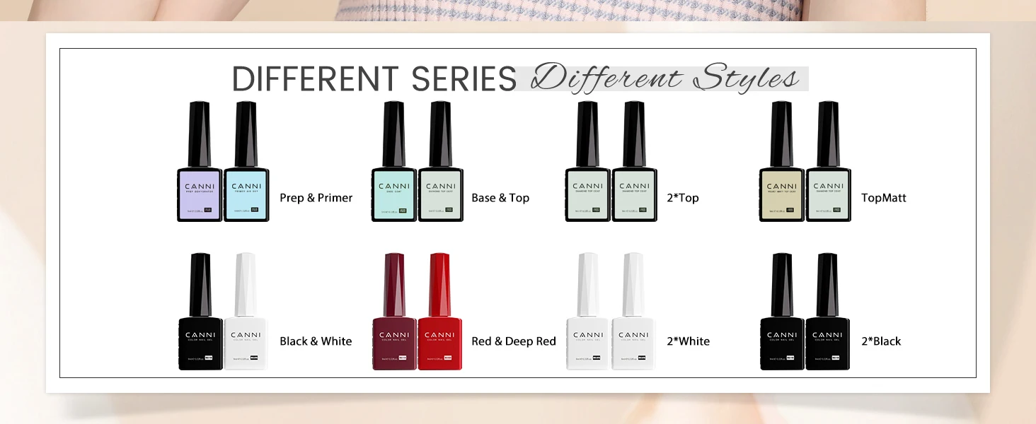 CANNI HEMA/TPO FREE 9ML Primer Base Coat Topcoat and Color Gel Polish Base Soak Off UV LED Fast Dry Nail Liquid Manicure Gel DIY
