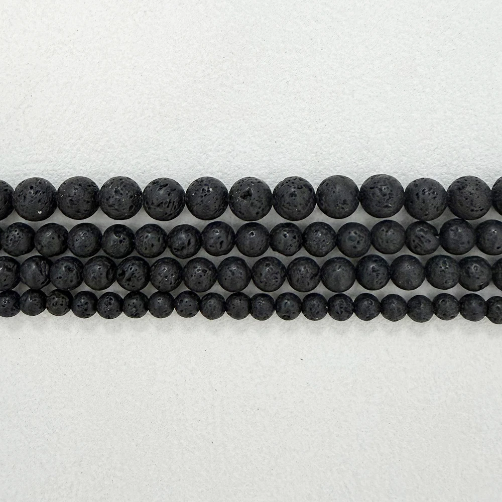 Natural Stone AA Quality Volcano Lava Round Loose Beads 15" Strand 4 6 8 10 12 14MM Pick Size For Jewelry Making
