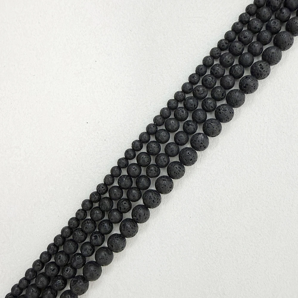 Natural Stone AA Quality Volcano Lava Round Loose Beads 15" Strand 4 6 8 10 12 14MM Pick Size For Jewelry Making