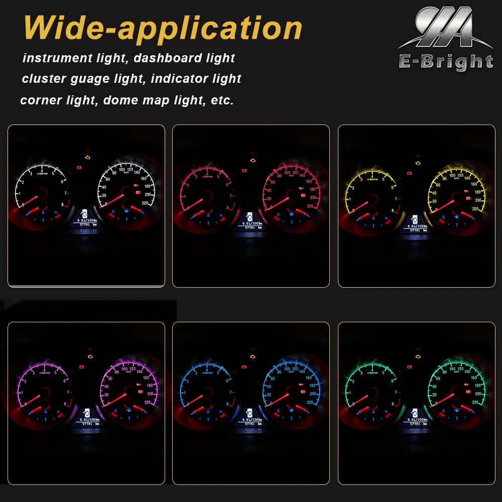 10PCS T5 B8.4D B8.3D B8.5D Led Bulbs COB Instrument Dashboard Side Indicator Lights LED Cluster Guage Light 12V Interior Light