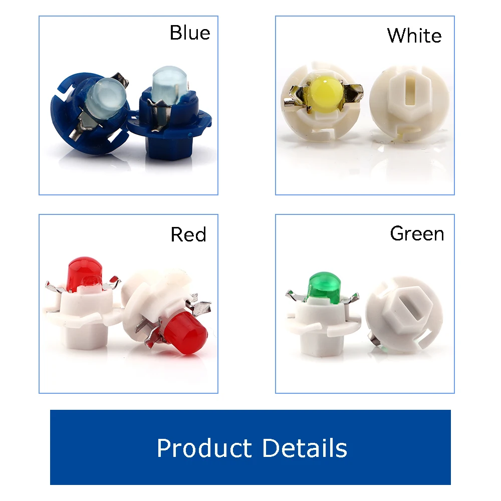 10PCS T5 B8.4D B8.3D B8.5D Led Bulbs COB Instrument Dashboard Side Indicator Lights LED Cluster Guage Light 12V Interior Light