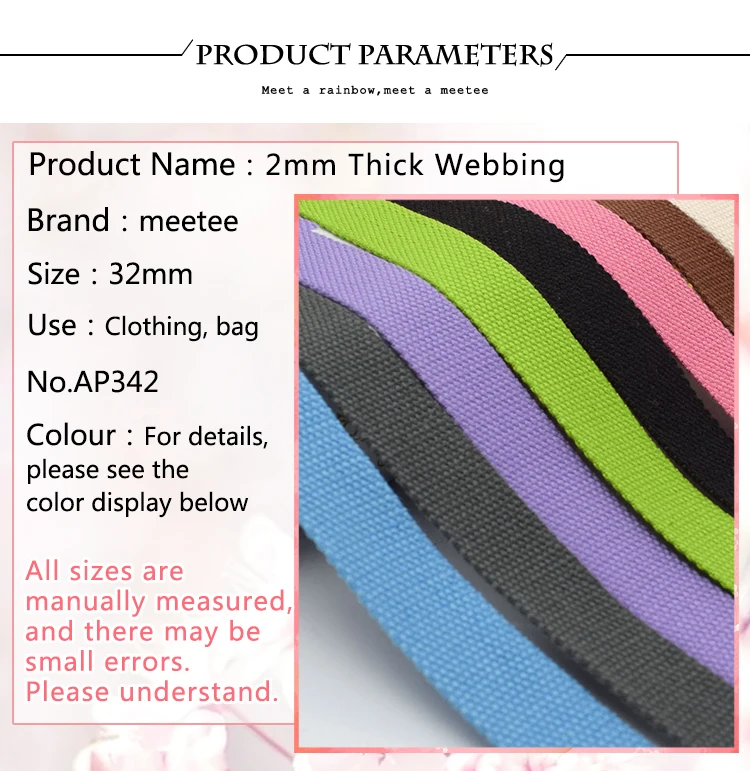 5M 20/25/32/38/50mm 2mm Thick Webbing Polyester Cotton Canvas Webbings Ribbon for Backpack Strap Belt Tape Garment Woven Band