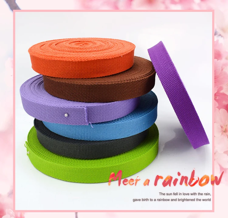 5M 20/25/32/38/50mm 2mm Thick Webbing Polyester Cotton Canvas Webbings Ribbon for Backpack Strap Belt Tape Garment Woven Band