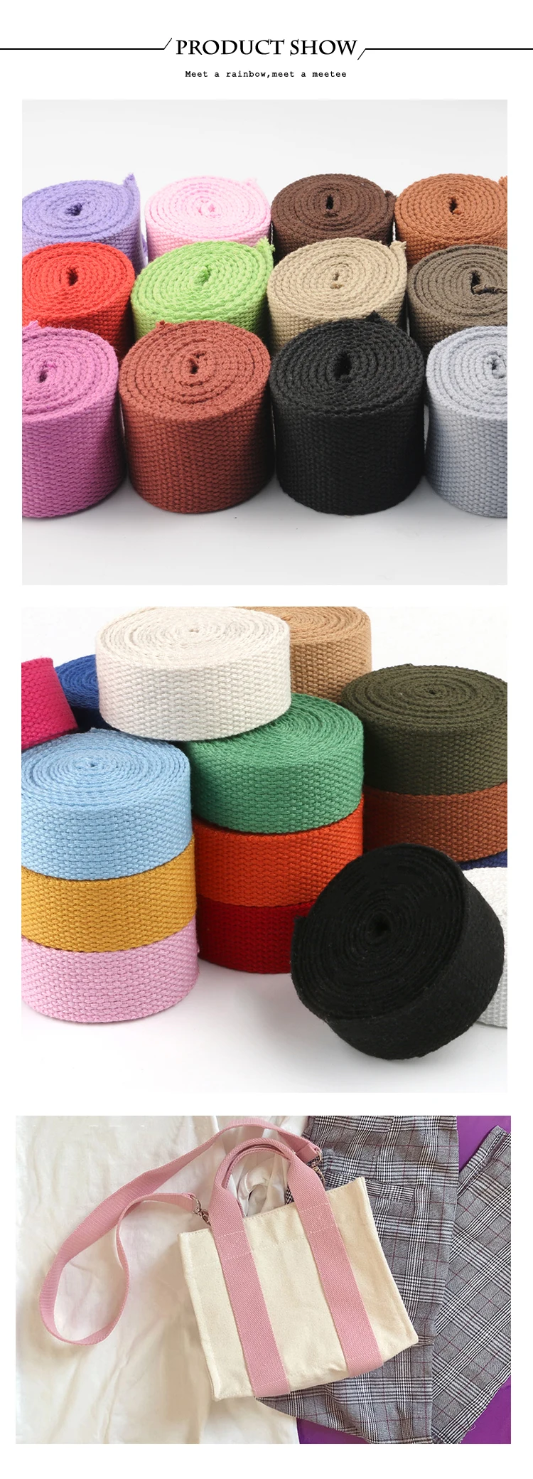 5M 20/25/32/38/50mm 2mm Thick Webbing Polyester Cotton Canvas Webbings Ribbon for Backpack Strap Belt Tape Garment Woven Band