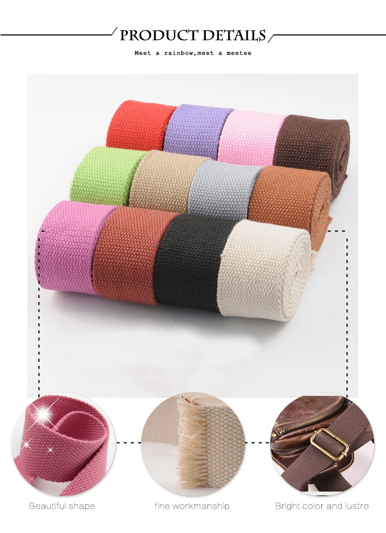 5M 20/25/32/38/50mm 2mm Thick Webbing Polyester Cotton Canvas Webbings Ribbon for Backpack Strap Belt Tape Garment Woven Band