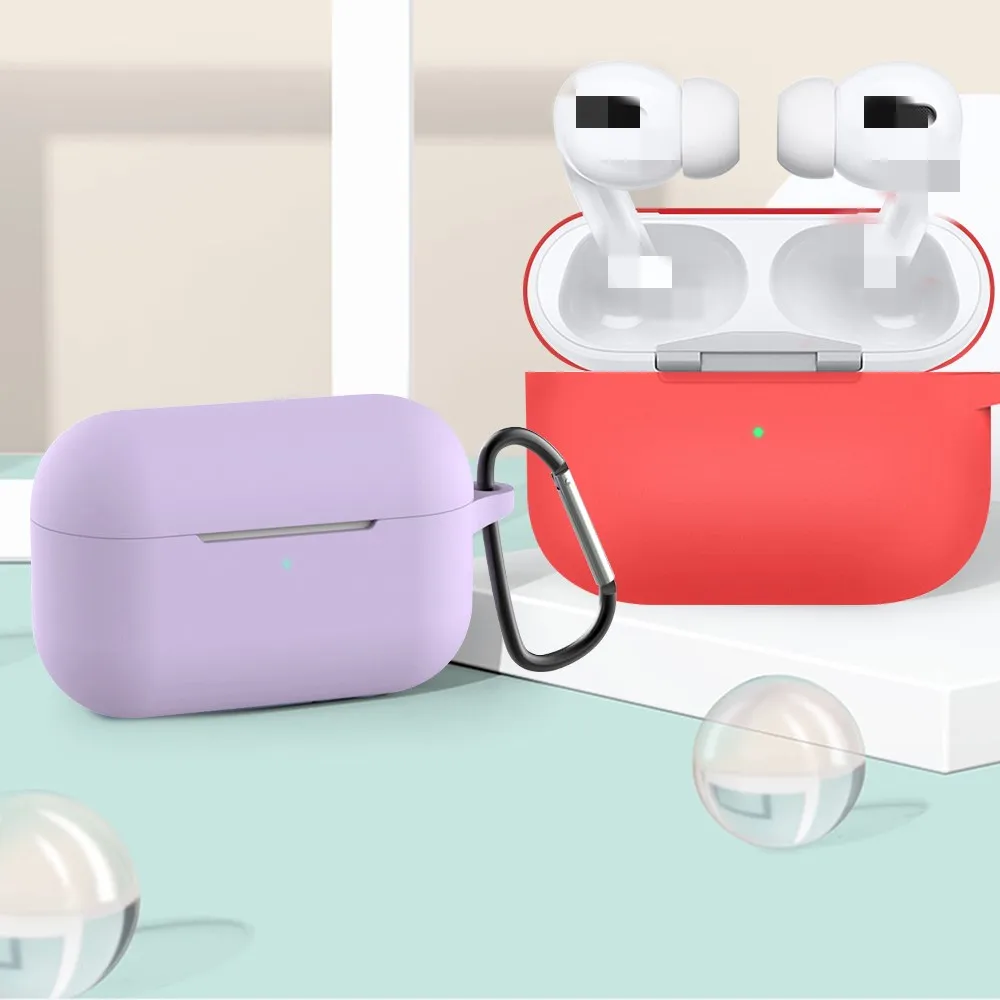 For AirPods Pro Protective Case Silicone New Solid Color Apple Airpods 2 1 Bluetooth Headset Soft Case Cover with Hook