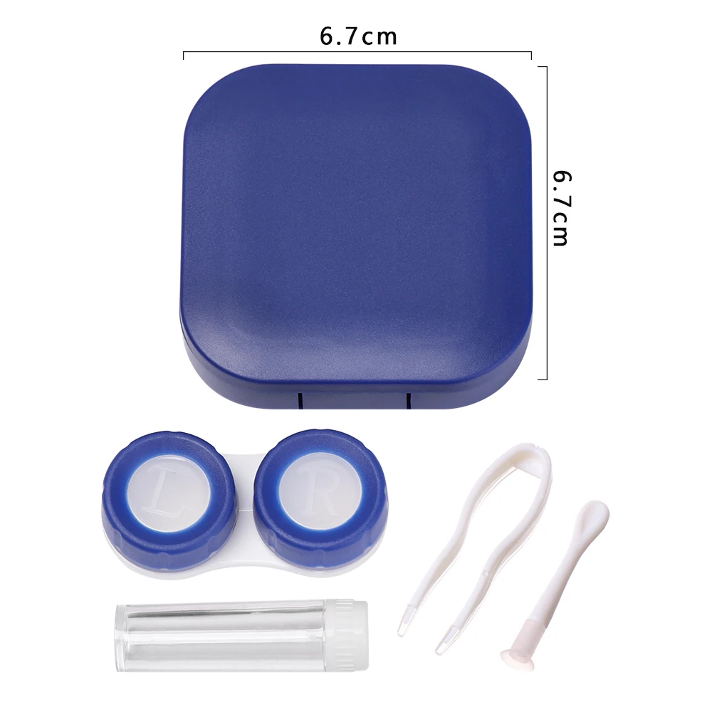 1PC contact lens case square travel portable solid color lens cover container holder storage soaking box fashion accessories