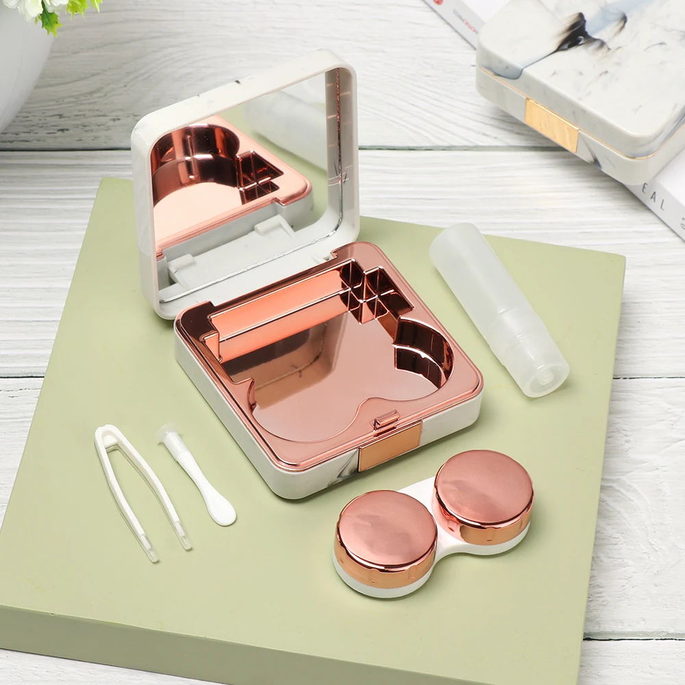 1PC contact lens case square travel portable solid color lens cover container holder storage soaking box fashion accessories