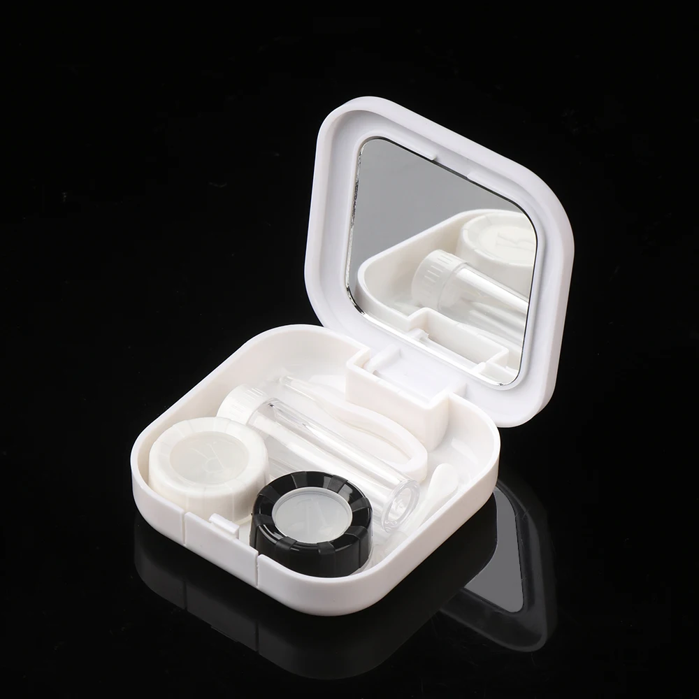 1PC contact lens case square travel portable solid color lens cover container holder storage soaking box fashion accessories