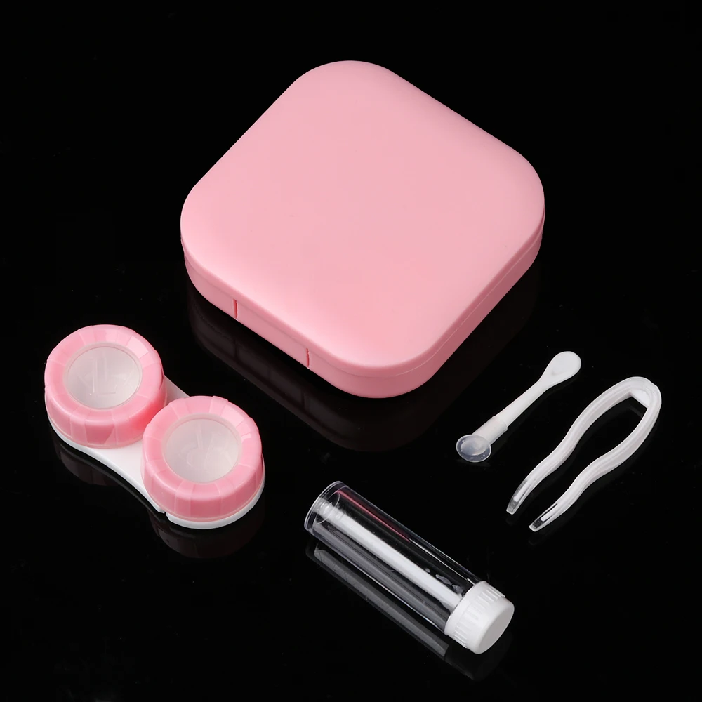1PC contact lens case square travel portable solid color lens cover container holder storage soaking box fashion accessories