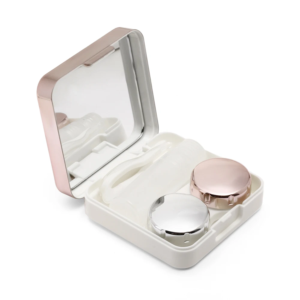 1PC contact lens case square travel portable solid color lens cover container holder storage soaking box fashion accessories