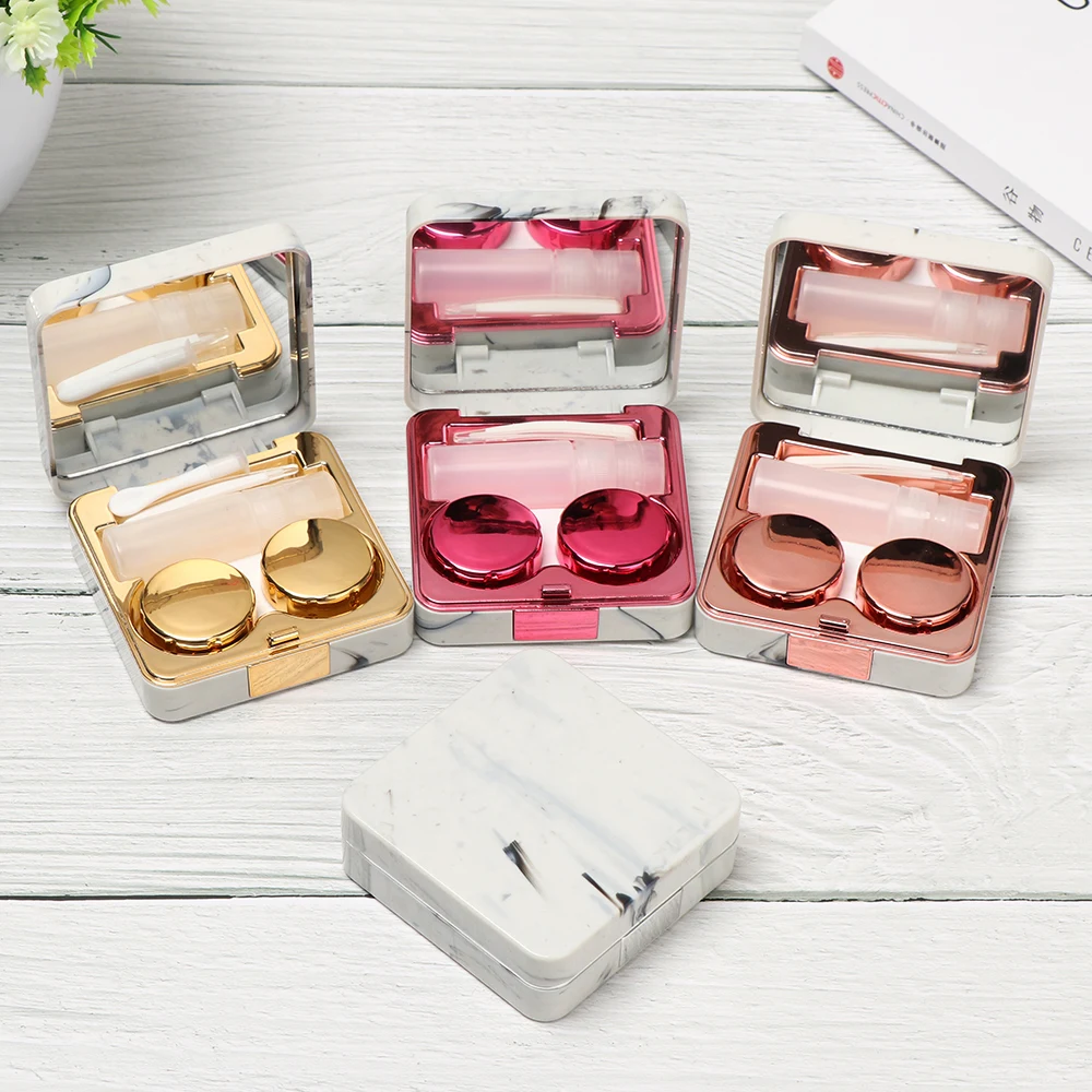 1PC contact lens case square travel portable solid color lens cover container holder storage soaking box fashion accessories