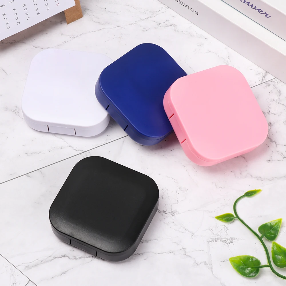 1PC contact lens case square travel portable solid color lens cover container holder storage soaking box fashion accessories