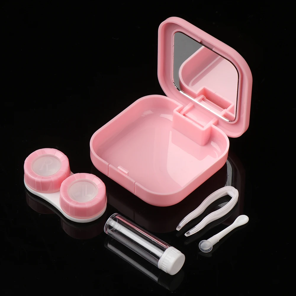1PC contact lens case square travel portable solid color lens cover container holder storage soaking box fashion accessories