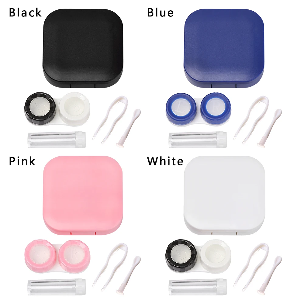 1PC contact lens case square travel portable solid color lens cover container holder storage soaking box fashion accessories