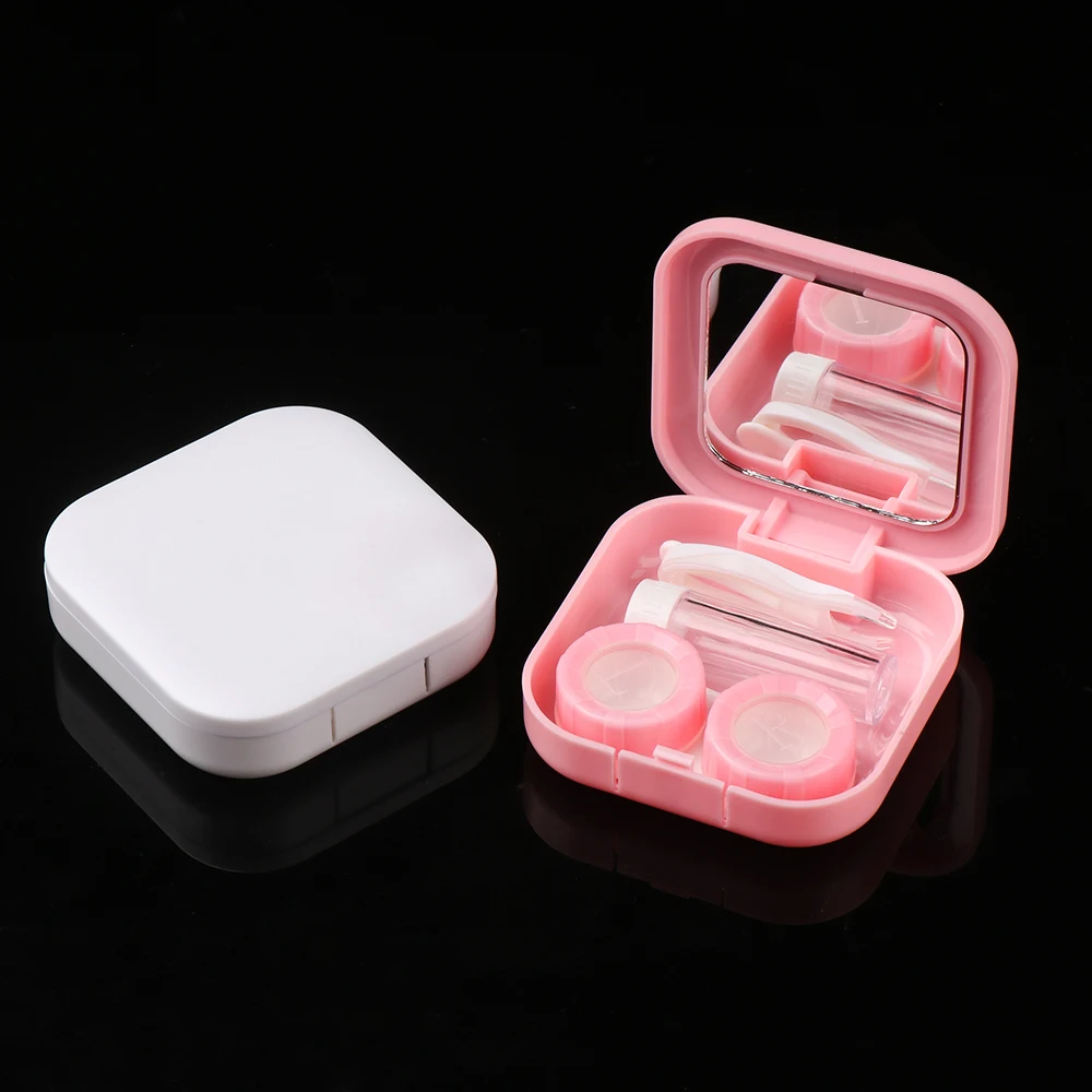 1PC contact lens case square travel portable solid color lens cover container holder storage soaking box fashion accessories
