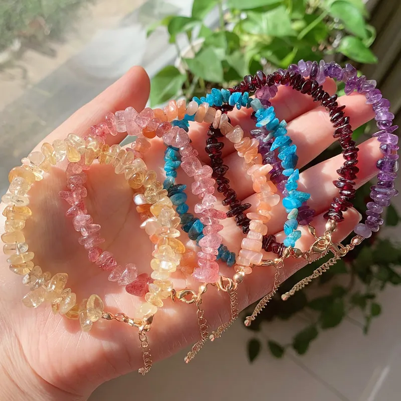 Natural Chips Gravel Stone Irregular Green Fluorite Amethysts Garnet Beads For Jewelry Making DIY Bracelet Necklace Accessories