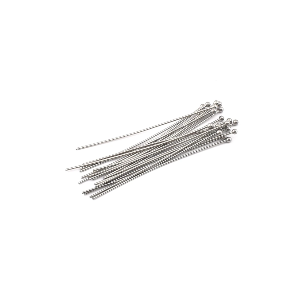100 Pcs/Lot 15-50mm Stainless Steel Ball Head Pins Diy Handmade Jewelry Earrings Making Headpins Findings Accessories