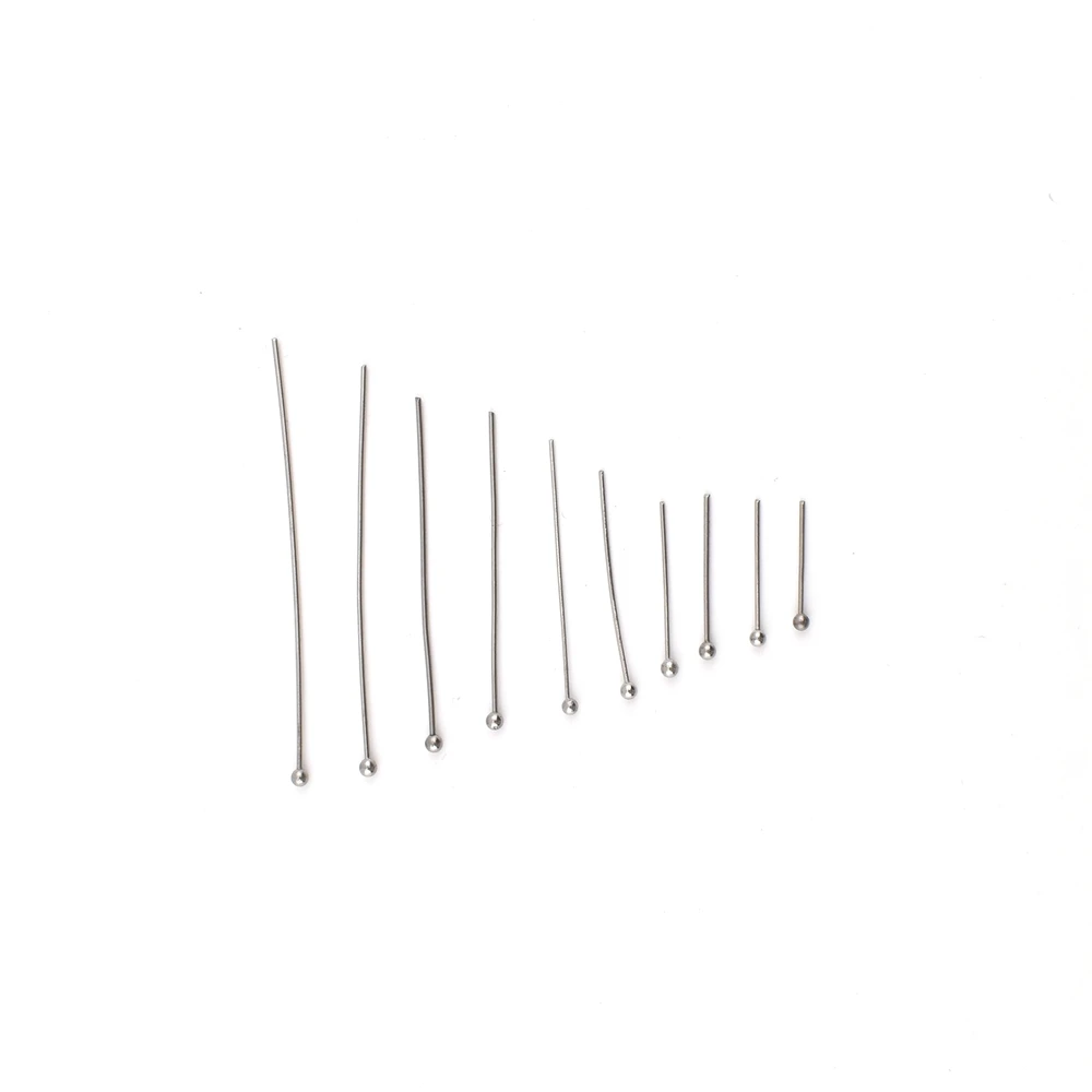 100 Pcs/Lot 15-50mm Stainless Steel Ball Head Pins Diy Handmade Jewelry Earrings Making Headpins Findings Accessories