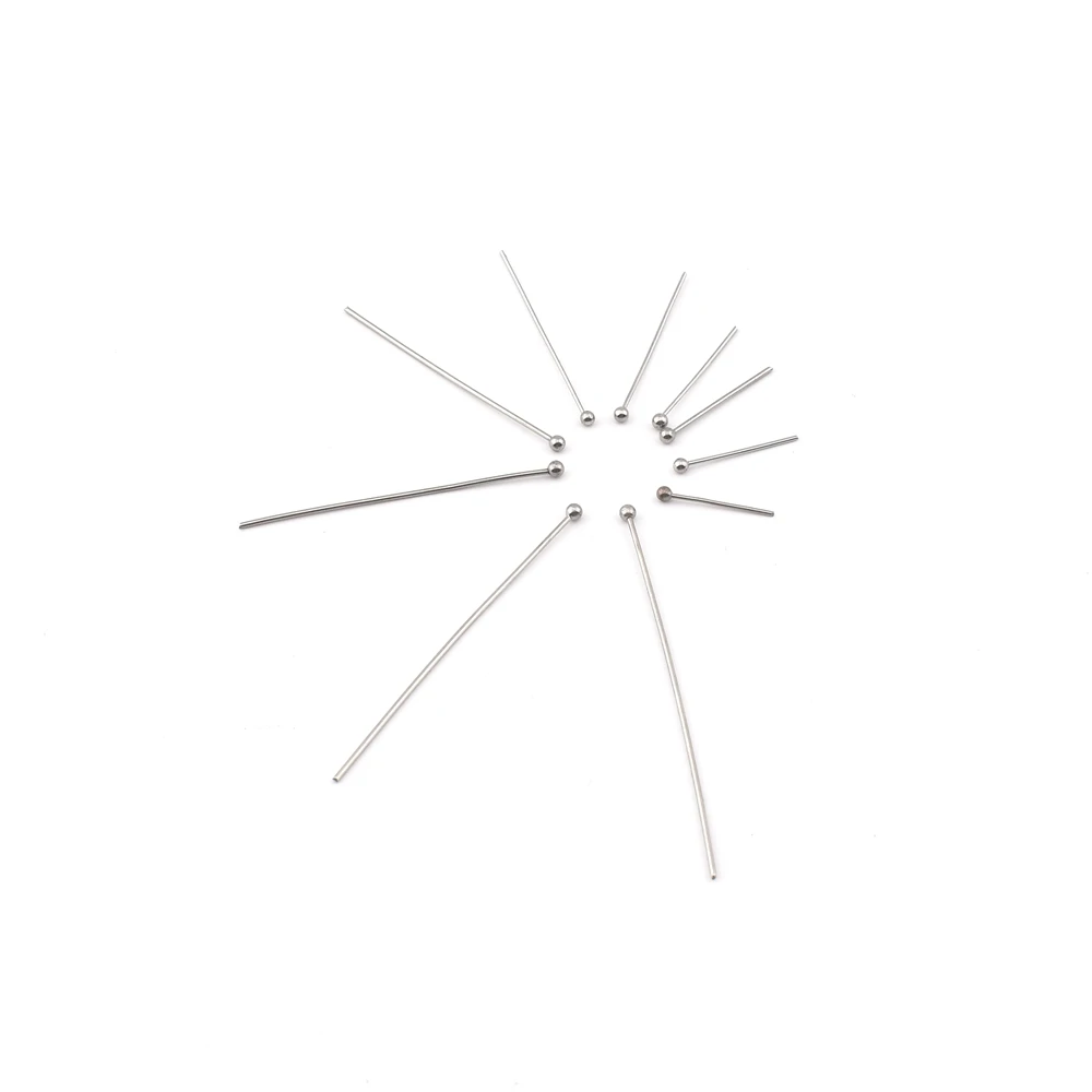 100 Pcs/Lot 15-50mm Stainless Steel Ball Head Pins Diy Handmade Jewelry Earrings Making Headpins Findings Accessories