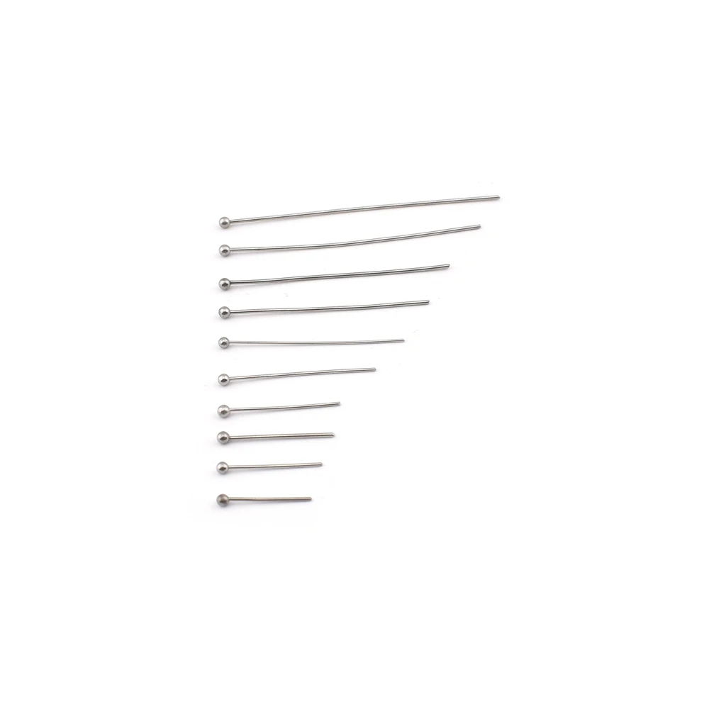 100 Pcs/Lot 15-50mm Stainless Steel Ball Head Pins Diy Handmade Jewelry Earrings Making Headpins Findings Accessories