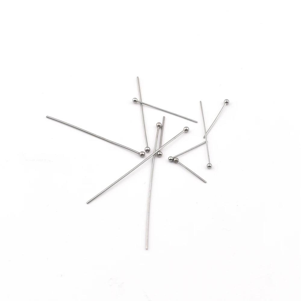 100 Pcs/Lot 15-50mm Stainless Steel Ball Head Pins Diy Handmade Jewelry Earrings Making Headpins Findings Accessories