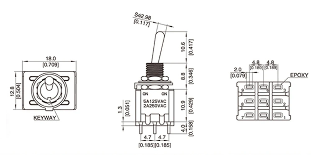 2Pcs 6mm Switches Miniature Toggle Switch Single Pole Double Throw Mini Waterproof Cap Micro Electronic Gadgets ON-OFF-ON 6A