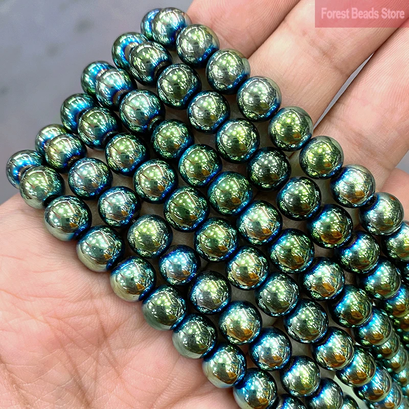 2/3/4/6/8/10mm Smooth Green Hematite Beads Round Loose Beads Natural Stone DIY Bracelet Accessories for Jewelry Making 15''