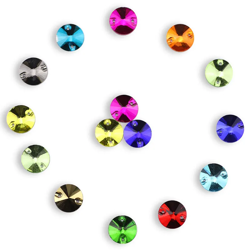 Rivoli Sew on Rhinestones Round Beads Glass Crystal AB Sewing Rhinestone Appliques DIY Sewing Crystal Rhinestones for Needlework