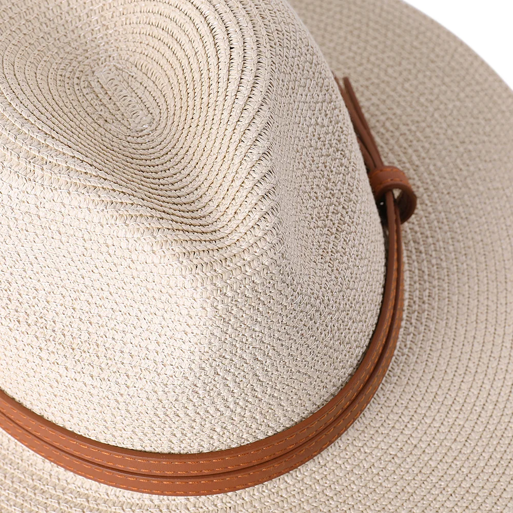 56-58-59-60CM New Natural Panama Soft Shaped Straw Hat Summer Women/Men Wide Brim Beach Sun Cap UV Protection Fedora Hat