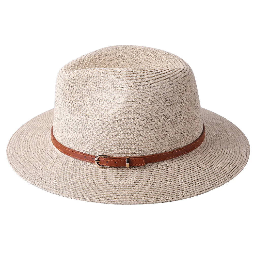 56-58-59-60CM New Natural Panama Soft Shaped Straw Hat Summer Women/Men Wide Brim Beach Sun Cap UV Protection Fedora Hat