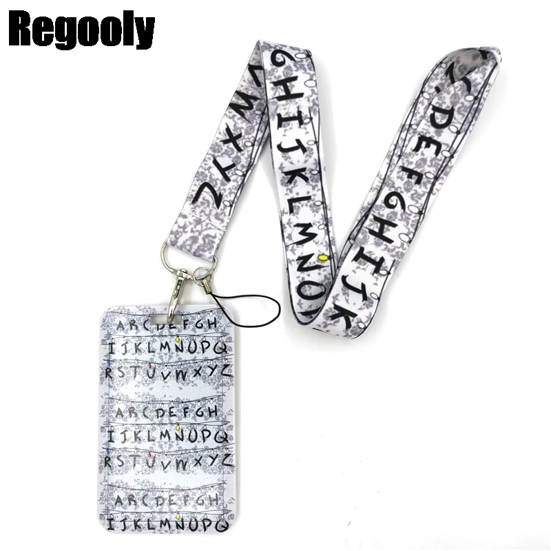 Letters Anime Lanyard Badge Holder ID Card Lanyards Mobile Phone Rope Key Lanyard Neck Straps Keychain Key Ring