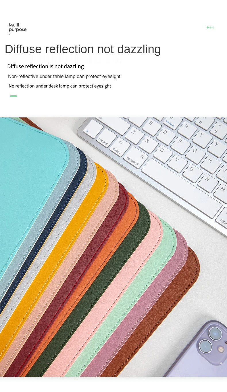 White Mousepad Portable Mouse Pad Large Gaming Waterproof Non-Slip PU Suede Desk Mat Computer Keyboard Desk Pad Mats