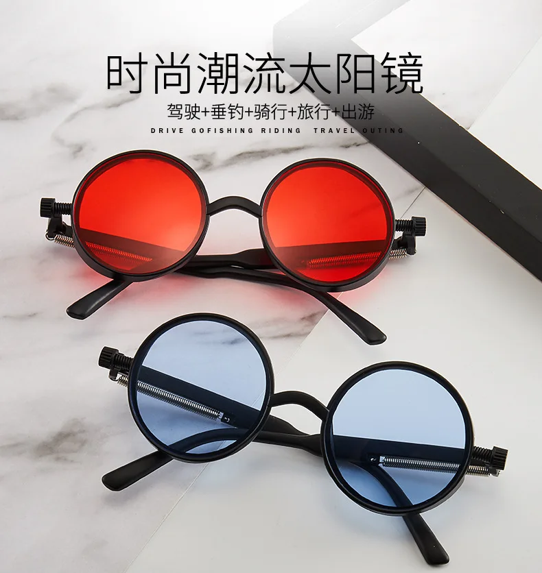 Classic Gothic Steampunk Sunglasses Luxury Brand Designer High Quality Men Women Retro Round Pc Frame Sunglasses For female male
