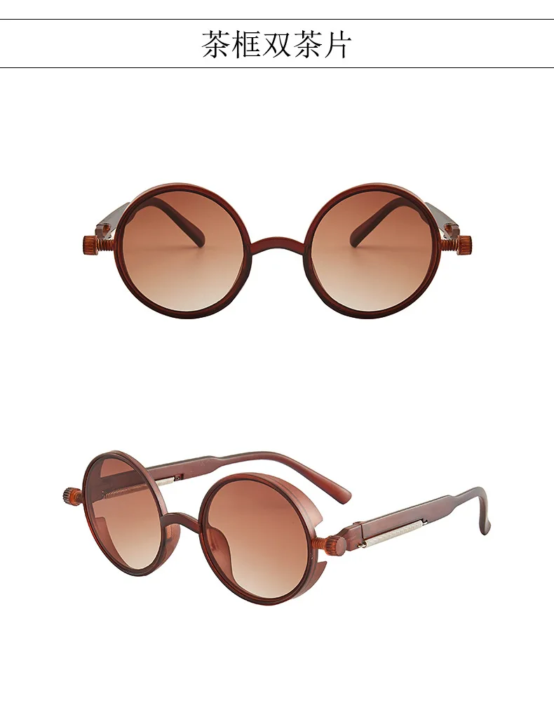 Classic Gothic Steampunk Sunglasses Luxury Brand Designer High Quality Men Women Retro Round Pc Frame Sunglasses For female male