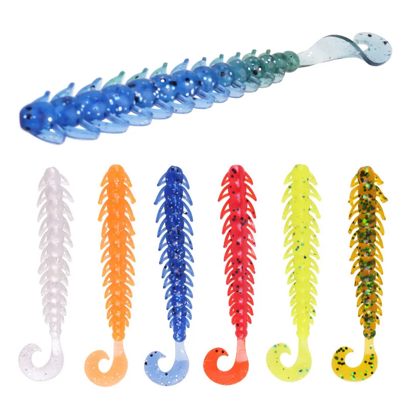 10Pcs Shrimp Smell Worm Fishing Lure Larva Silicone Artificial Soft Baits 6.5cm 5cm Bass Pike Jigging Wobbler Pesca Swimbaits
