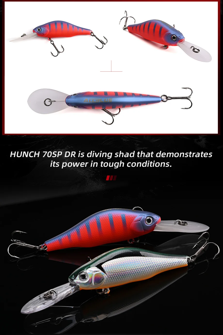 ALLBLUE HUNCH 70SP DR Professional Fishing Lure 70mm 10g Suspend Wobbler Minnow Depth 1.5-2m Bass Pike Artificial Bait Tackle