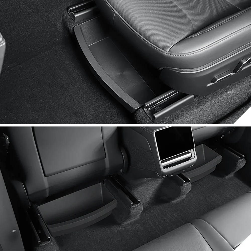 TEKSY 2 PCS For Tesla New Model Y 2025 2026 Launch Juniper Front Seats Under Seat Drawer TPE Storage Box