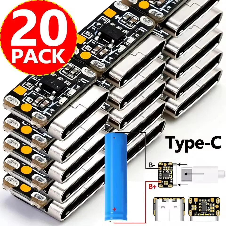 1-20PCS 3.7V 18650 Mini Li-Ion Battery Charging Pad Type C Input Keyboard Power Plate with Protection Converter for Power Bank