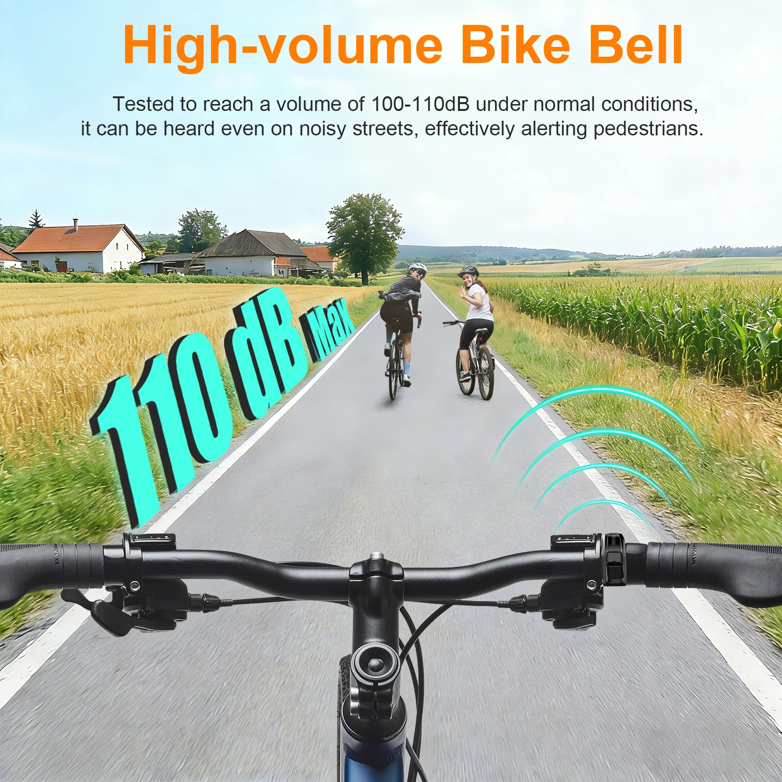 Tavaler New Upgrade Bicycle Bell 110dB Max Crisp PC Waterproof Anti-Slip Textured Safety Road Scooter MTB Outdoor Bike Accessory