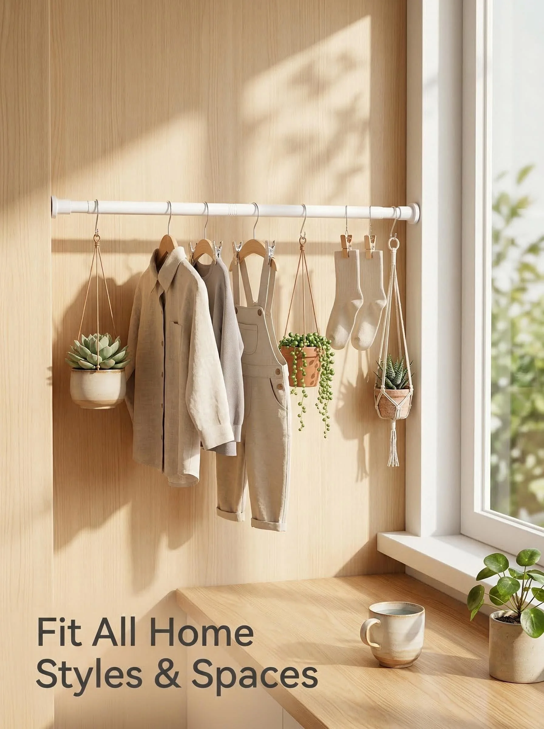 80-240CM Adjustable Curtain Rod No Drilling Telescopic Shower Curtain Pole for Balcony Bathroom Wardrobe Rod Clothes Drying Rack