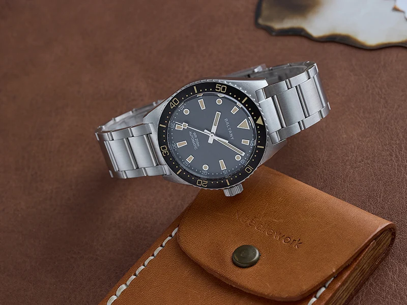 Baltany S3080 Mens Automatic Vintage Dive Watch 39mm Retro Sapphire Glowing 200M Waterproof Ocean Swimming Steel Bracelet Dress