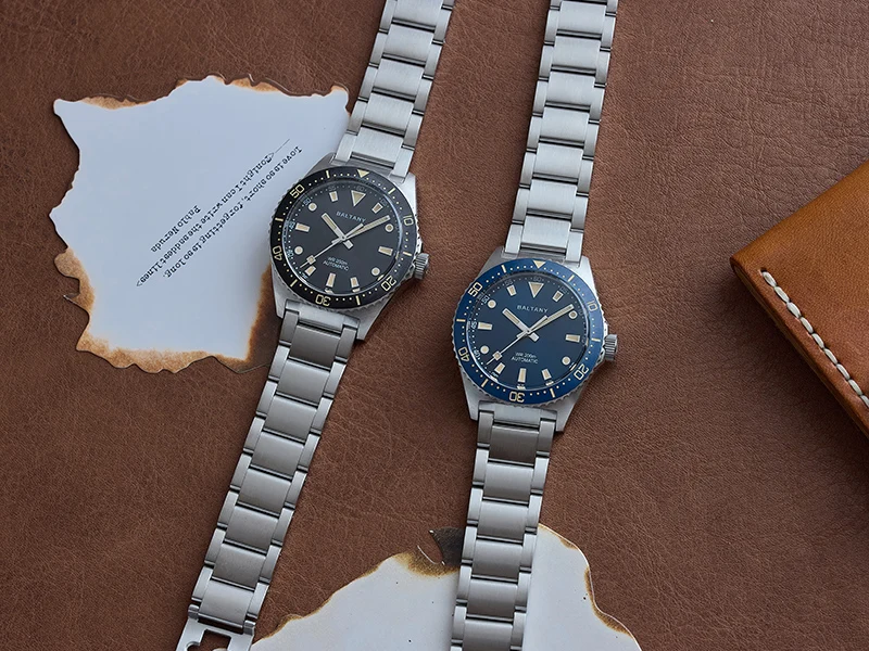 Baltany S3080 Mens Automatic Vintage Dive Watch 39mm Retro Sapphire Glowing 200M Waterproof Ocean Swimming Steel Bracelet Dress