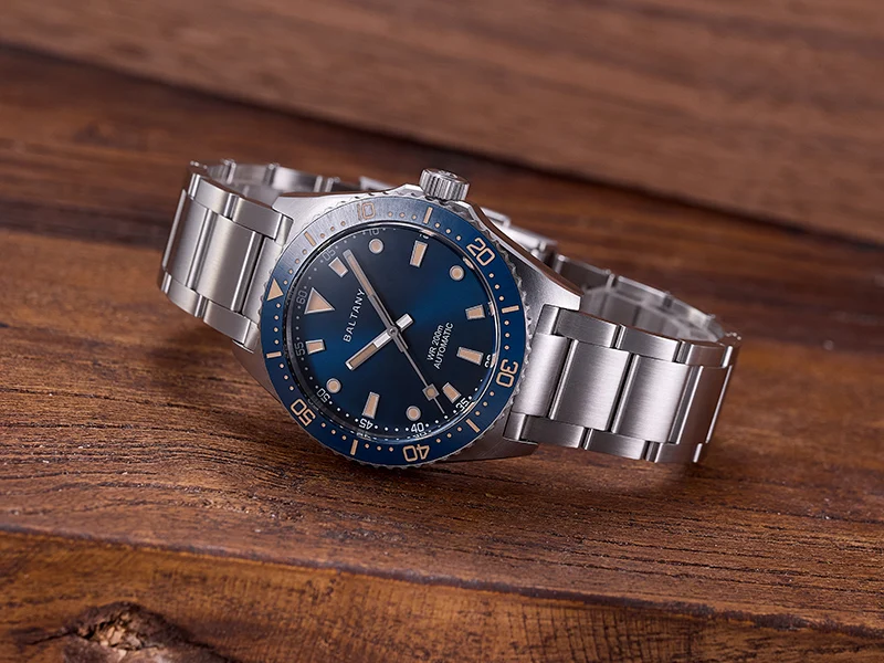 Baltany S3080 Mens Automatic Vintage Dive Watch 39mm Retro Sapphire Glowing 200M Waterproof Ocean Swimming Steel Bracelet Dress