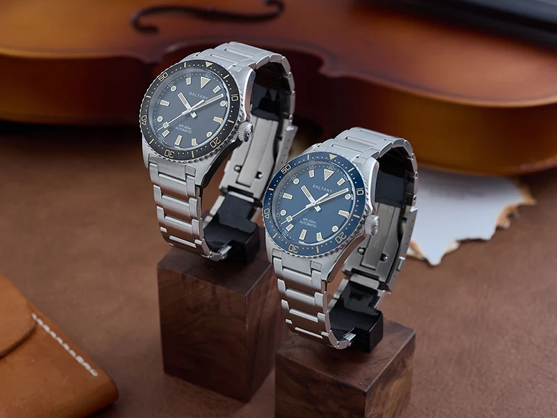Baltany S3080 Mens Automatic Vintage Dive Watch 39mm Retro Sapphire Glowing 200M Waterproof Ocean Swimming Steel Bracelet Dress