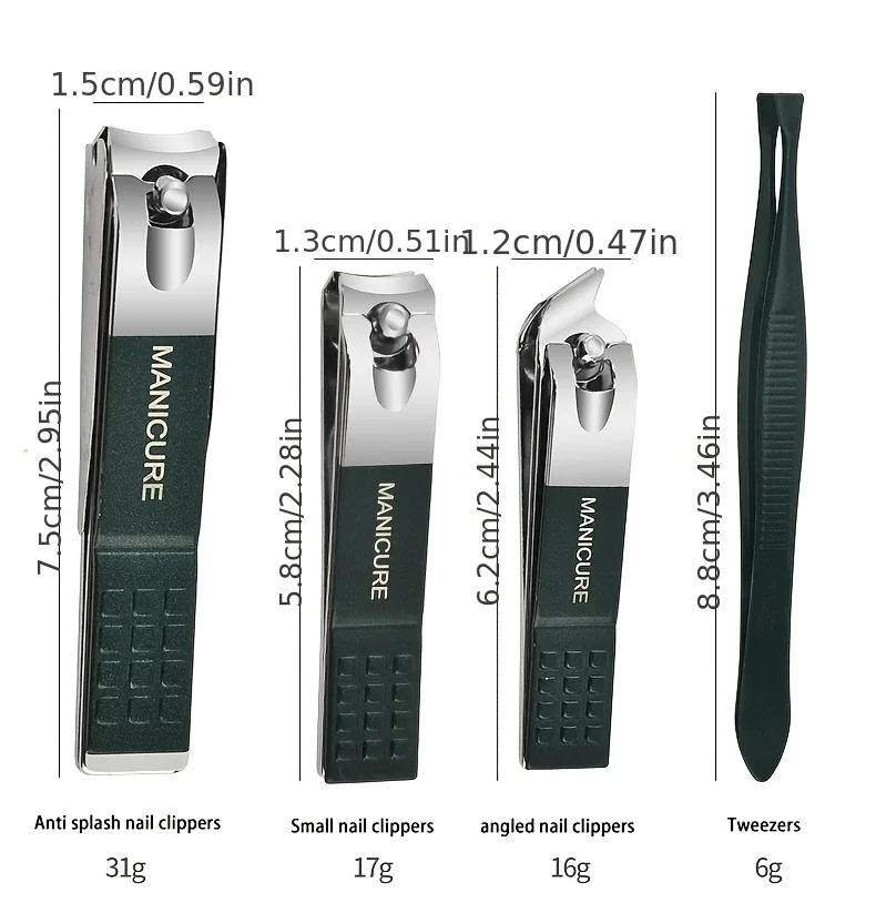 9 Pcs Portable Nail Clipper Multi Kit with Cuticle Trimmer Toenail Scissors Ear Nail File Tweezers Suitable for Travel Home